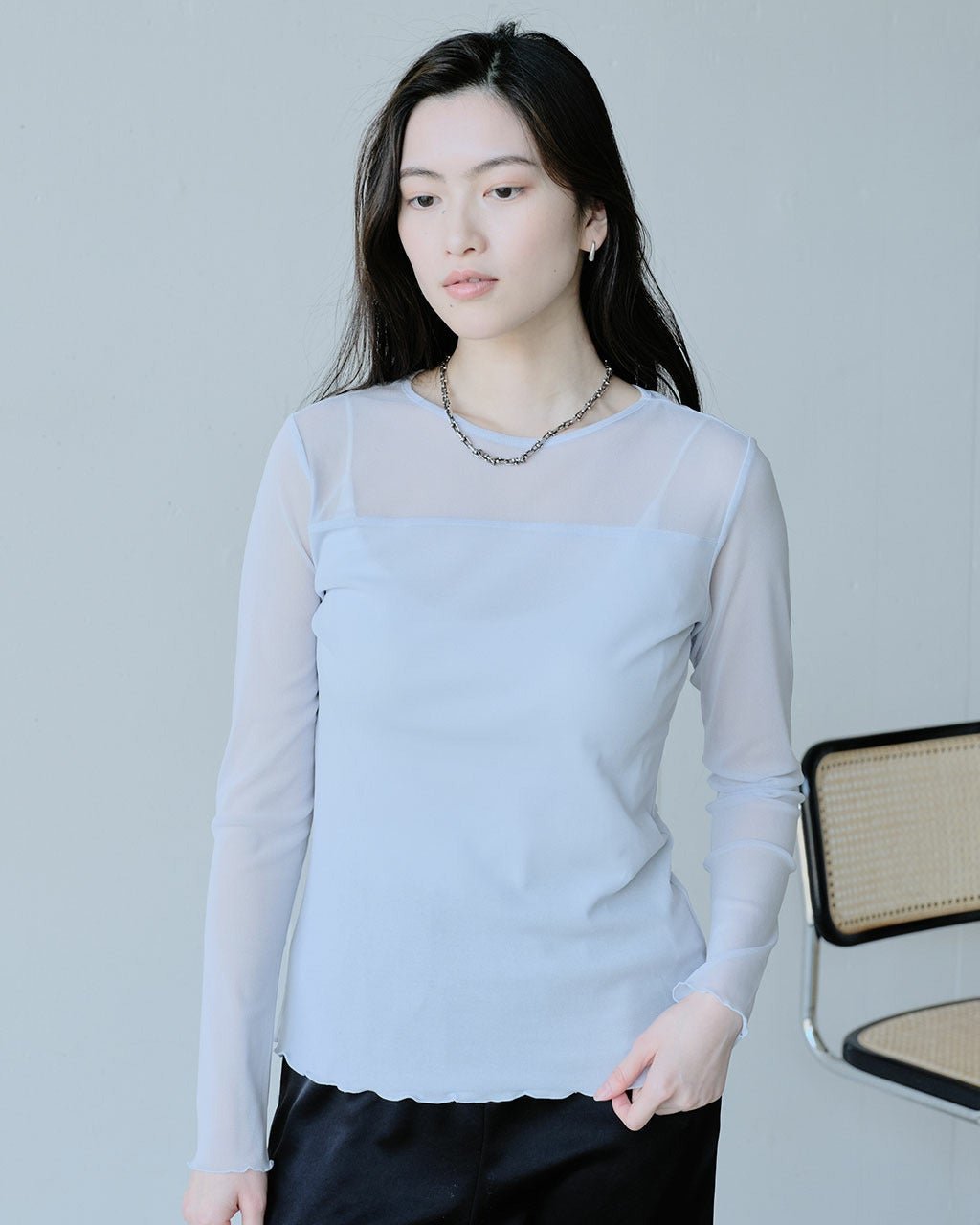 【ドゥクラッセ/DoCLASSE】のストレッチオーガンジー・クルーネックトップス 人気、トレンドファッション・服の通販 founy(ファニー) 　ファッション　Fashion　レディースファッション　Fashion for Women　トップス・カットソー　Cut & Sew Tops　カットソー・ベーシックTシャツ　Cut-and-Sewn Tops / Stretch Tees & Basics　新作・新入荷　New Arrivals / New In　オーガンジー　Organza Fabric　カットソー　Cut and Sewn Top　シアー　Sheer, See-Through　ジャケット　Jacket, Outerwear　ストレッチ　Stretch, Stretchy Fabric　デコルテ　Décolleté, Neckline　エレガント 上品　Elegant　 other-1|ID: prp329100004919905 ipo3291000000036911361