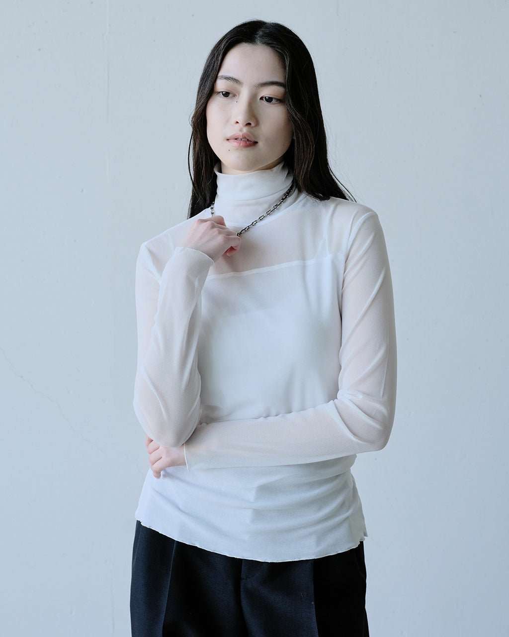 【ドゥクラッセ/DoCLASSE】のストレッチオーガンジー・ハイネックトップス インテリア・キッズ・メンズ・レディースファッション・服の通販 founy(ファニー) 　ファッション　Fashion　レディースファッション　Fashion for Women　トップス・カットソー　Cut & Sew Tops　カットソー・ベーシックTシャツ　Cut-and-Sewn Tops / Stretch Tees & Basics　新作・新入荷　New Arrivals / New In　オーガンジー　Organza Fabric　カットソー　Cut and Sewn Top　シアー　Sheer, See-Through　ストレッチ　Stretch, Stretchy Fabric　デコルテ　Décolleté, Neckline　エレガント 上品　Elegant　オフホワイト|ID: prp329100004919906 ipo3291000000036911368