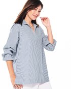 【ドゥクラッセ/DoCLASSE】のラウンドカラー・スキッパーシャツ ネイビーパターン|ID: prp329100004919969 ipo3291000000037254999