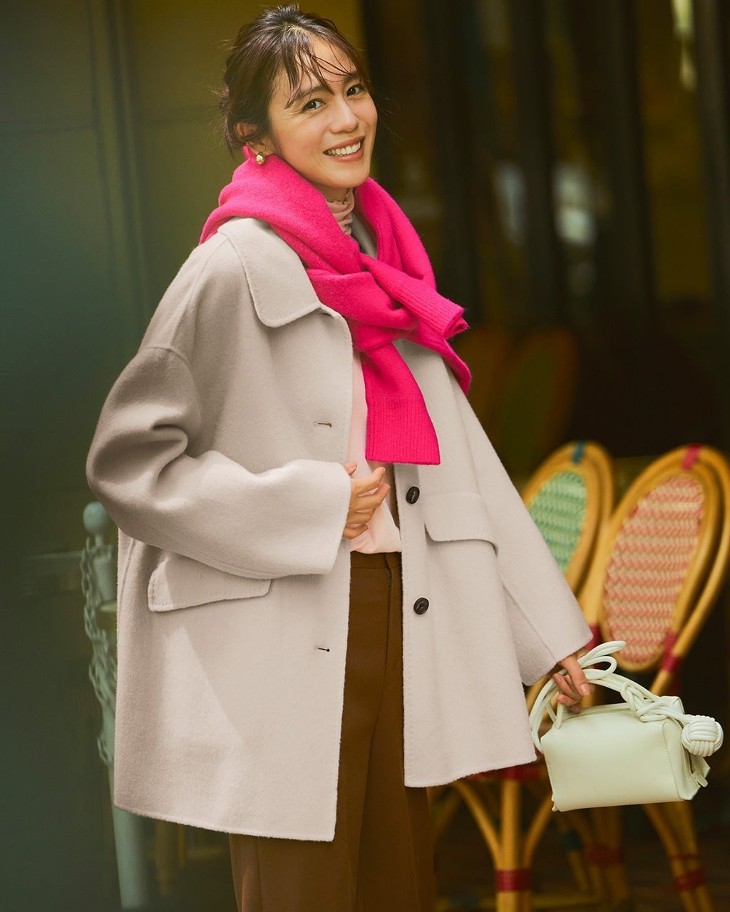 【ドゥクラッセ/DoCLASSE】のピュアウールリバー・ミドルステンコート インテリア・キッズ・メンズ・レディースファッション・服の通販 founy(ファニー) 　ファッション　Fashion　レディースファッション　Fashion for Women　アウター　Coat / Outerwear Collection　コート・ロングコート・ピーコート　Long Coats, Peacoats & More　ストーン|ID: prp329100004919983 ipo3291000000036911655