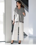 【ドゥクラッセ/DoCLASSE】のカシミヤ混・裾レースVネックニット グレー|ID: prp329100004919990 ipo3291000000037255047