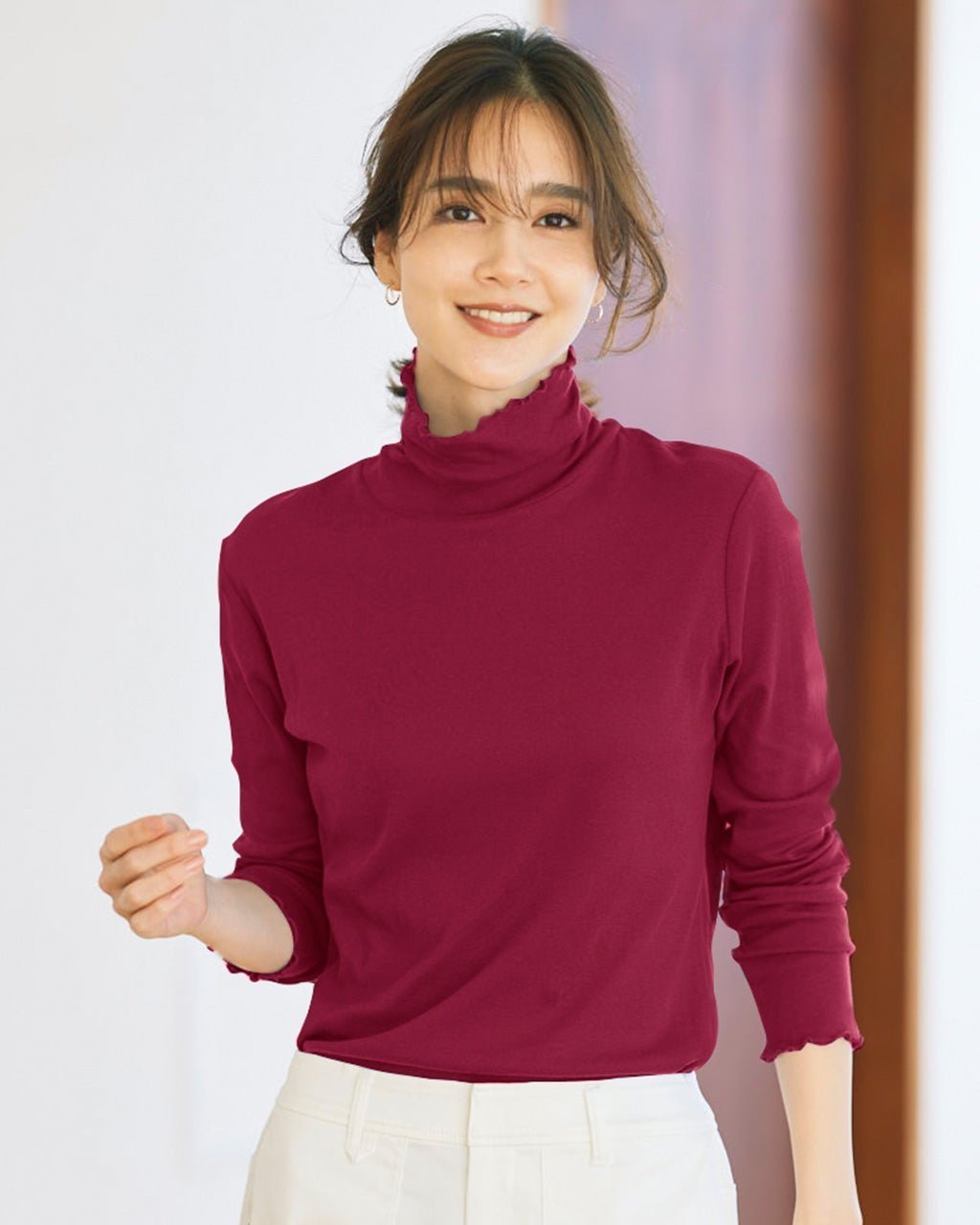 【ドゥクラッセ/DoCLASSE】のコットンガーゼ・メロウタートルネック インテリア・キッズ・メンズ・レディースファッション・服の通販 founy(ファニー) 　ファッション　Fashion　レディースファッション　Fashion for Women　トップス・カットソー　Cut & Sew Tops　シャツ・ブラウス・オフィスカジュアル　Elegant Blouses & Button-Ups　ロングTシャツ・Tシャツ　Longline T-Shirts & Tees　カットソー・ベーシックTシャツ　Cut-and-Sewn Tops / Stretch Tees & Basics　タートルネック・ハイネックトップス　Turtlenecks & High-Neck Tops　カットソー　Cut and Sewn Top　人気　Popular, Best Seller　バーガンディー|ID: prp329100004919996 ipo3291000000036911754