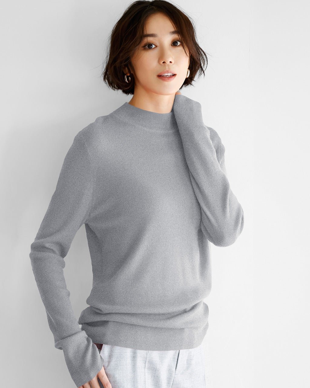 【ドゥクラッセ/DoCLASSE】のマシュマロウール100・ハイネック インテリア・キッズ・メンズ・レディースファッション・服の通販 founy(ファニー) 　ファッション　Fashion　レディースファッション　Fashion for Women　トップス・カットソー　Cut & Sew Tops　ニット　Knit Tops & Sweaters　なめらか　Smooth, Silky Texture　インナー　Innerwear　シルケット　Silket, Silky Cotton　セーター　Sweater, Knitwear　ハイネック　High Neck, Mock Neck　エレガント 上品　Elegant　グレー|ID: prp329100004919997 ipo3291000000036911757