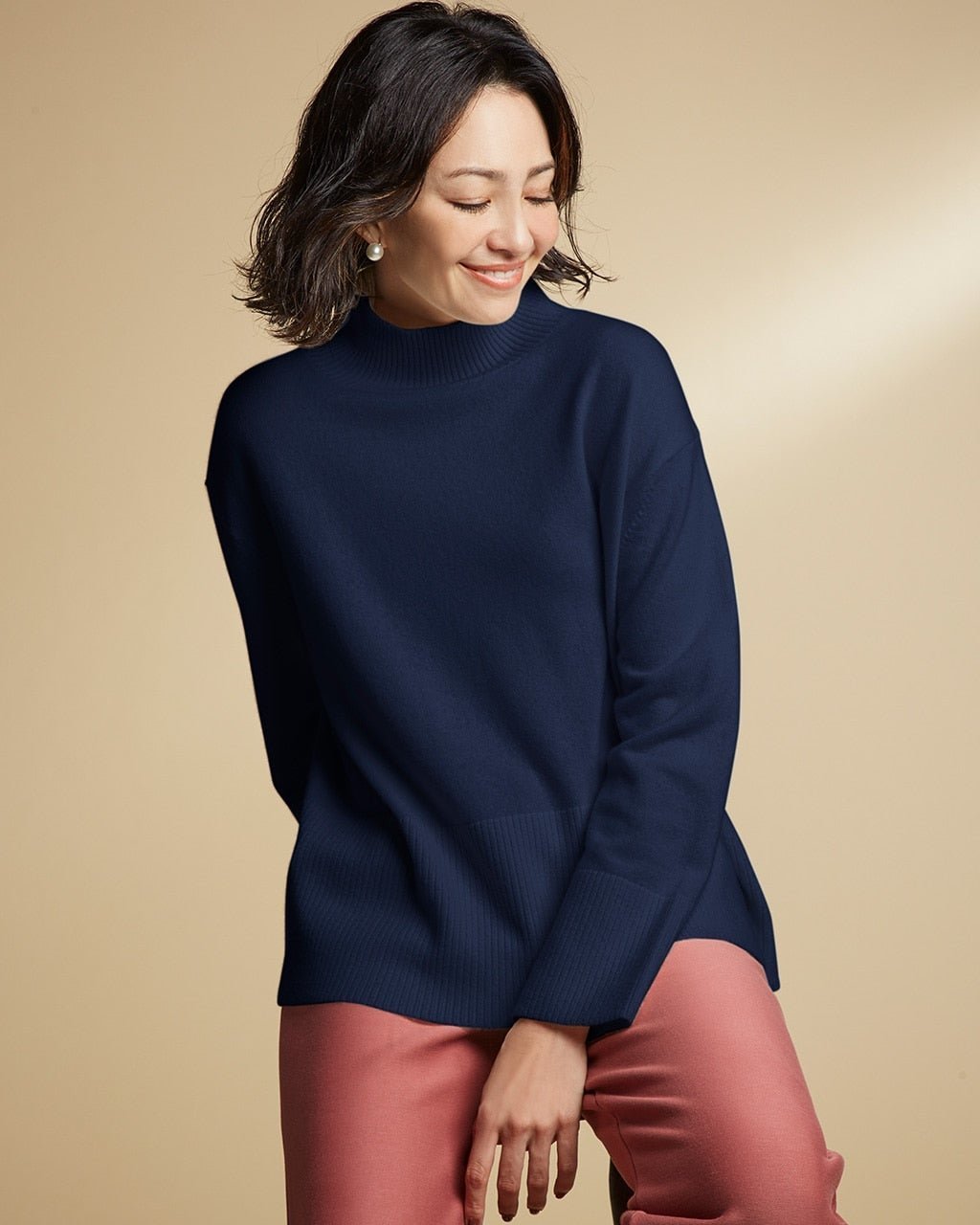 【ドゥクラッセ/DoCLASSE】のピュアカシミヤ・切替ハイネック インテリア・キッズ・メンズ・レディースファッション・服の通販 founy(ファニー) 　ファッション　Fashion　レディースファッション　Fashion for Women　トップス・カットソー　Cut & Sew Tops　ニット　Knit Tops & Sweaters　なめらか　Smooth, Silky Texture　シンプル　Simple, Minimal　セーター　Sweater, Knitwear　ハイネック　High Neck, Mock Neck　切替　Switching, Contrast Panel　ネイビー|ID: prp329100004920012 ipo3291000000036911829