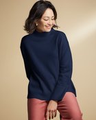 【ドゥクラッセ/DoCLASSE】のピュアカシミヤ・切替ハイネック ネイビー|ID: prp329100004920012 ipo3291000000037093648