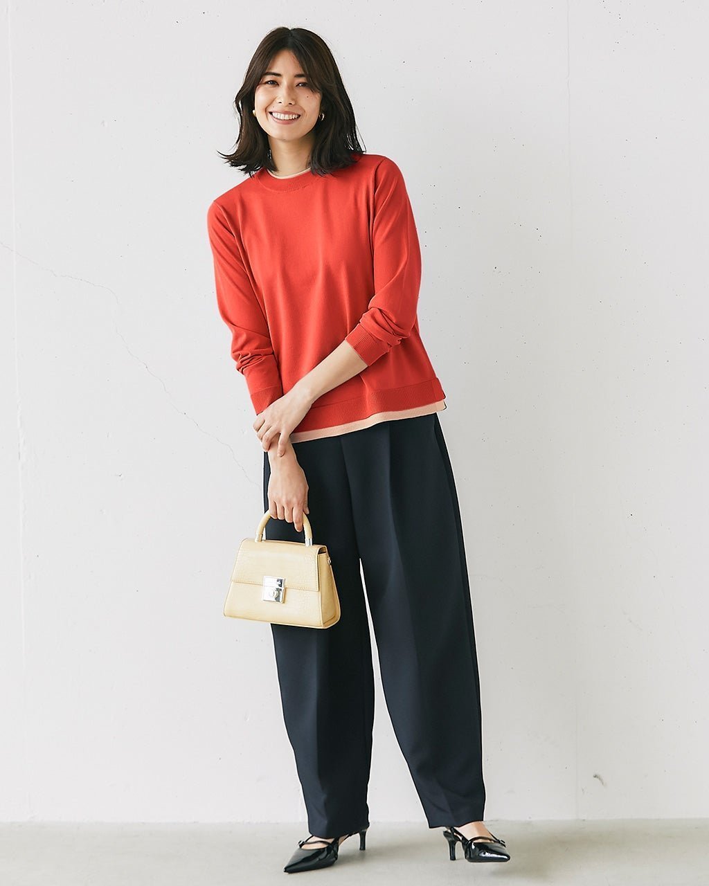 【ドゥクラッセ/DoCLASSE】のストレッチニット・リブ配色クルーネック インテリア・キッズ・メンズ・レディースファッション・服の通販 founy(ファニー) 　ファッション　Fashion　レディースファッション　Fashion for Women　トップス・カットソー　Cut & Sew Tops　ニット　Knit Tops & Sweaters　ストレッチ　Stretch, Stretchy Fabric　セーター　Sweater, Knitwear　なめらか　Smooth, Silky Texture　パターン　Pattern, Design Print　ロング　Long, Long-Length　おすすめ　Recommended / Our Picks　スカーレット|ID: prp329100004920015 ipo3291000000036911853