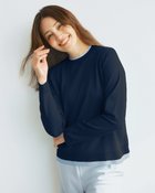 【ドゥクラッセ/DoCLASSE】のストレッチニット・リブ配色クルーネック ネイビー|ID: prp329100004920015 ipo3291000000037097673