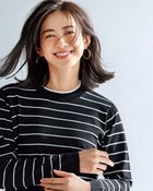 【ドゥクラッセ/DoCLASSE】のストレッチニット・リブ配色クルーネック ブラックパターン|ID: prp329100004920015 ipo3291000000037255096
