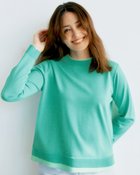 【ドゥクラッセ/DoCLASSE】のストレッチニット・リブ配色クルーネック ブルーグリーン|ID: prp329100004920015 ipo3291000000037255100