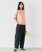 【ドゥクラッセ/DoCLASSE】のストレッチニット・リブ配色クルーネック ライトピンク|ID: prp329100004920015 ipo3291000000037255104