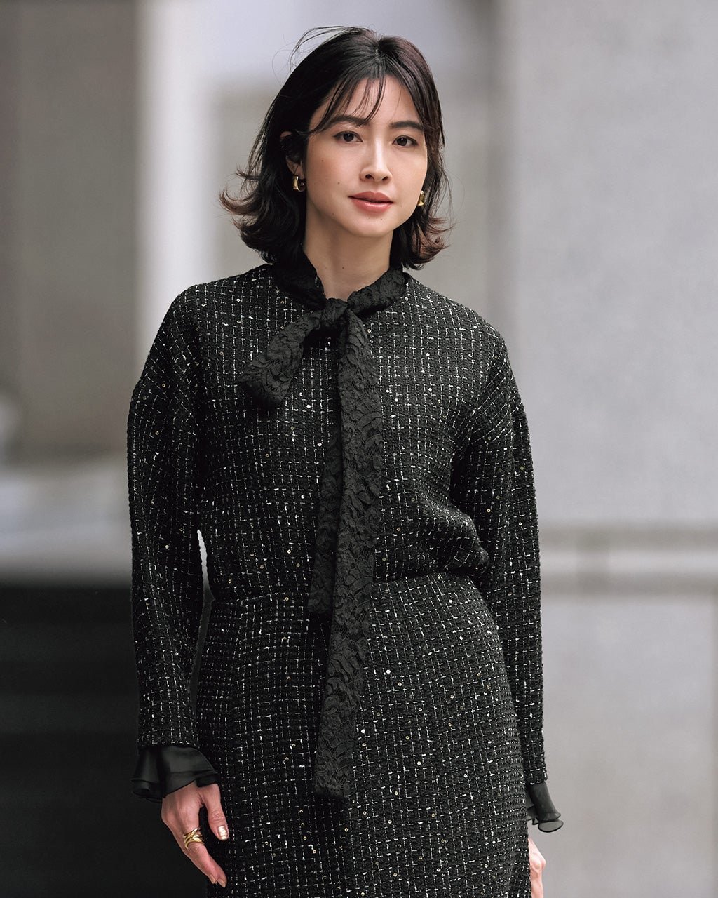 【ドゥクラッセ/DoCLASSE】のツイーディジャカード・プルオーバー インテリア・キッズ・メンズ・レディースファッション・服の通販 founy(ファニー) 　ファッション　Fashion　レディースファッション　Fashion for Women　トップス・カットソー　Cut & Sew Tops　カジュアルプルオーバー・ニットトップス　Pullovers & Knit Tops / Casual Pullovers　オケージョン　Occasion Wear　ストレッチ　Stretch, Stretchy Fabric　セットアップ　Set-Up, Coordinated Outfit　セレモニー　Ceremony　ツイード　Twill, Twill Weave　パーティ　Party, Party Style　フリル　Frill, Ruffle　フレア　Flare, Flared　ブラック|ID: prp329100004920045 ipo3291000000036912002