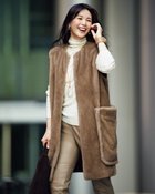 【ドゥクラッセ/DoCLASSE】のエコミンク・異素材ジレ ブラウン|ID: prp329100004920046 ipo3291000000037101568