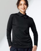 【ドゥクラッセ/DoCLASSE】の超長綿・衿付きハイネックカットソー 人気、トレンドファッション・服の通販 founy(ファニー) ファッション Fashion レディースファッション Fashion for Women トップス・カットソー Cut & Sew Tops シャツ・ブラウス・オフィスカジュアル Elegant Blouses & Button-Ups ロングTシャツ・Tシャツ Longline T-Shirts & Tees カットソー・ベーシックTシャツ Cut-and-Sewn Tops / Stretch Tees & Basics カットソー Cut and Sewn Top チェック Check, Plaid, Tartan フロント Front, Front Design thumbnail ブラック|ID: prp329100004920060 ipo3291000000036912076