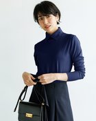 【ドゥクラッセ/DoCLASSE】の超長綿・衿付きハイネックカットソー 人気、トレンドファッション・服の通販 founy(ファニー) ファッション Fashion レディースファッション Fashion for Women トップス・カットソー Cut & Sew Tops シャツ・ブラウス・オフィスカジュアル Elegant Blouses & Button-Ups ロングTシャツ・Tシャツ Longline T-Shirts & Tees カットソー・ベーシックTシャツ Cut-and-Sewn Tops / Stretch Tees & Basics カットソー Cut and Sewn Top チェック Check, Plaid, Tartan フロント Front, Front Design thumbnail ミッドナイトブルー|ID: prp329100004920060 ipo3291000000036912077