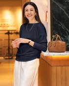 【ドゥクラッセ/DoCLASSE】のシルキーダンボール・ボートネック ミッドナイトブルー|ID: prp329100004920081 ipo3291000000037255301