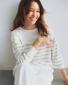 【ドゥクラッセ/DoCLASSE】のストレッチニット・袖ボタンボートネック ホワイトxグレー|ID: prp329100004920094 ipo3291000000037244956