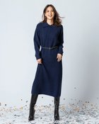 【ドゥクラッセ/DoCLASSE】のウール混タム・ワイドカラーワンピース ネイビー|ID: prp329100004920098 ipo3291000000037234960
