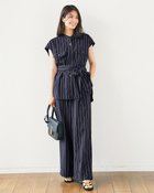 【ドゥクラッセ/DoCLASSE】のリネンタッチストライプ・ワイドパンツ ミッドナイトパターン|ID: prp329100004920123 ipo3291000000037255397