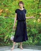 【ドゥクラッセ/DoCLASSE】のUVスラブ・プリーツ切替ワンピース ネイビー|ID: prp329100004920125 ipo3291000000037093737