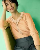 【ドゥクラッセ/DoCLASSE】の超長綿・異素材フリルトップス 人気、トレンドファッション・服の通販 founy(ファニー) ファッション Fashion レディースファッション Fashion for Women トップス・カットソー Cut & Sew Tops シャツ・ブラウス・オフィスカジュアル Elegant Blouses & Button-Ups ロングTシャツ・Tシャツ Longline T-Shirts & Tees カットソー・ベーシックTシャツ Cut-and-Sewn Tops / Stretch Tees & Basics なめらか Smooth, Silky Texture カットソー Cut and Sewn Top シフォン Chiffon, Lightweight Fabric 人気 Popular, Best Seller thumbnail アプリコット|ID: prp329100004920132 ipo3291000000036912471