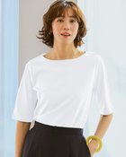 【ドゥクラッセ/DoCLASSE】のボートネック・5分袖/スーピマ・ドゥクラッセTシャツ ホワイト|ID: prp329100004920134 ipo3291000000037056922