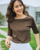 【ドゥクラッセ/DoCLASSE】のボートネック・5分袖/スーピマ・ドゥクラッセTシャツ ダークブラウン|ID: prp329100004920134 ipo3291000000037056927