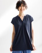 【ドゥクラッセ/DoCLASSE】のUVスラブ・バックプリーツロングトップス ネイビー|ID: prp329100004920143 ipo3291000000037245149