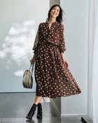 【ドゥクラッセ/DoCLASSE】のドットジャカード・ギャザーワンピース 人気、トレンドファッション・服の通販 founy(ファニー) ファッション Fashion レディースファッション Fashion for Women ワンピース Dresses セットアップ Set-Up, Coordinated Outfit thumbnail ブラウンパターン|ID: prp329100004920147 ipo3291000000036912542