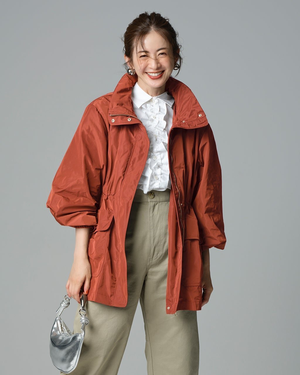 【ドゥクラッセ/DoCLASSE】のシルキータフタ・マウンテンジャケット インテリア・キッズ・メンズ・レディースファッション・服の通販 founy(ファニー) 　ファッション　Fashion　レディースファッション　Fashion for Women　アウター　Coat / Outerwear Collection　レディースジャケット・軽アウター　Jackets　シルク　Silk, 100% Silk　ジャケット　Jacket, Outerwear　スタンド　Stand Collar, Upright Stand　スポーティ　Sporty, Casual Athletic　スリーブ　Sleeve, Long Sleeve / Short Sleeve　タフタ　Taffeta, Structured Fabric　フェイス　Face, Facial Design　フェミニン　Feminine, Girly　人気　Popular, Best Seller　テラコッタ|ID: prp329100004920154 ipo3291000000036912576