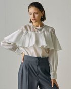 【ドゥクラッセ/DoCLASSE】の綿シルクオーガンジー・ラッフルフリルブラウス 人気、トレンドファッション・服の通販 founy(ファニー) ファッション Fashion レディースファッション Fashion for Women トップス・カットソー Cut & Sew Tops シャツ・ブラウス・オフィスカジュアル Elegant Blouses & Button-Ups サテン Satin, Glossy Fabric シルク Silk, 100% Silk エレガント 上品 Elegant thumbnail ホワイト|ID: prp329100004920157 ipo3291000000036912585