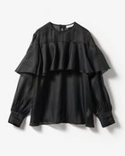 【ドゥクラッセ/DoCLASSE】の綿シルクオーガンジー・ラッフルフリルブラウス 人気、トレンドファッション・服の通販 founy(ファニー) ファッション Fashion レディースファッション Fashion for Women トップス・カットソー Cut & Sew Tops シャツ・ブラウス・オフィスカジュアル Elegant Blouses & Button-Ups サテン Satin, Glossy Fabric シルク Silk, 100% Silk エレガント 上品 Elegant thumbnail ブラック|ID: prp329100004920157 ipo3291000000036912586
