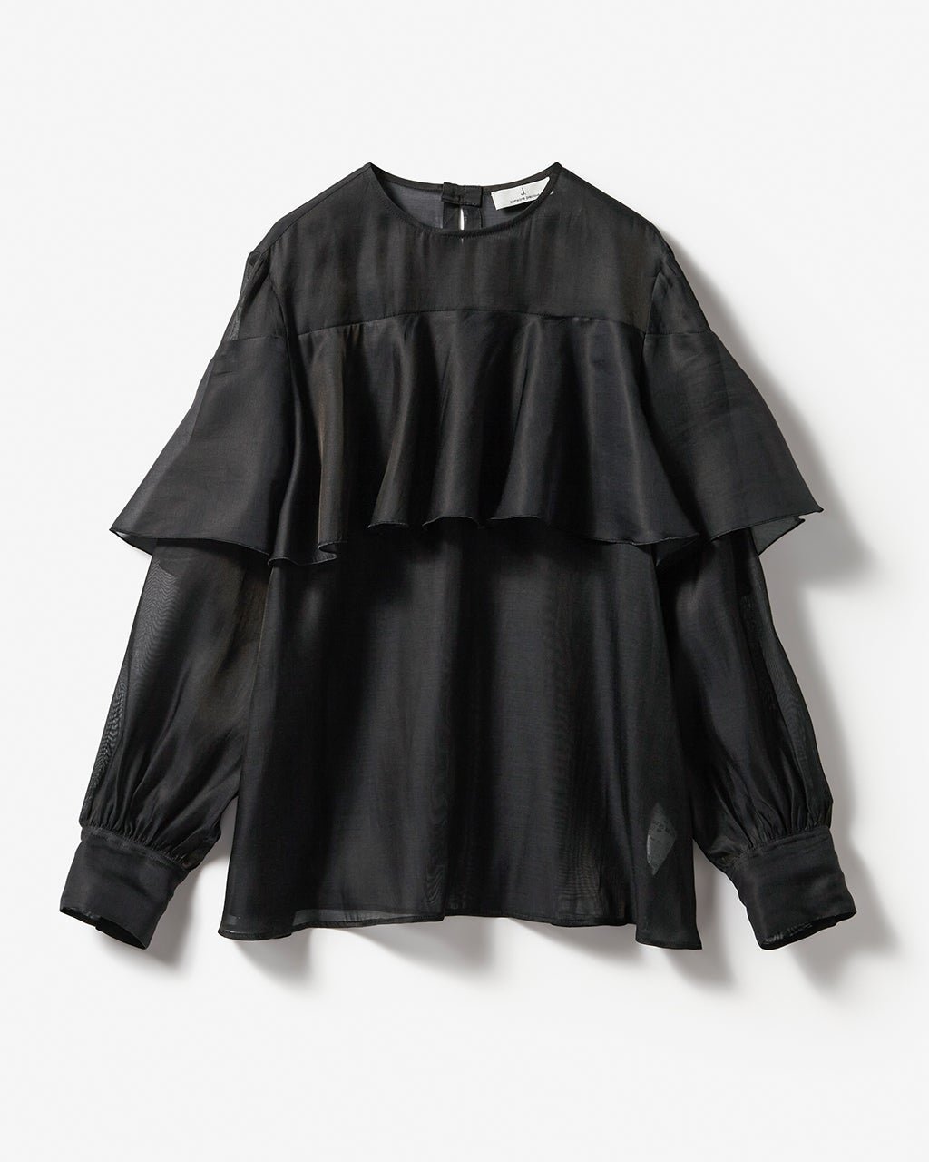 【ドゥクラッセ/DoCLASSE】の綿シルクオーガンジー・ラッフルフリルブラウス インテリア・キッズ・メンズ・レディースファッション・服の通販 founy(ファニー) 　ファッション　Fashion　レディースファッション　Fashion for Women　トップス・カットソー　Cut & Sew Tops　シャツ・ブラウス・オフィスカジュアル　Elegant Blouses & Button-Ups　サテン　Satin, Glossy Fabric　シルク　Silk, 100% Silk　エレガント 上品　Elegant　ブラック|ID: prp329100004920157 ipo3291000000036912586