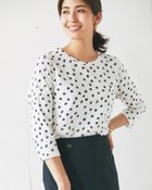 【ドゥクラッセ/DoCLASSE】の綿スラブ・クルーネックT/7分袖 人気、トレンドファッション・服の通販 founy(ファニー) ファッション Fashion レディースファッション Fashion for Women トップス・カットソー Cut & Sew Tops シャツ・ブラウス・オフィスカジュアル Elegant Blouses & Button-Ups ロングTシャツ・Tシャツ Longline T-Shirts & Tees カットソー・ベーシックTシャツ Cut-and-Sewn Tops / Stretch Tees & Basics カットソー Cut and Sewn Top プリント Print, Printed Pattern ミラノ Milano Style, Italian-Inspired 人気 Popular, Best Seller thumbnail ドット|ID: prp329100004920163 ipo3291000000036912624