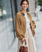 【ドゥクラッセ/DoCLASSE】のフリルスタンドカラー・タフタブルゾン 人気、トレンドファッション・服の通販 founy(ファニー) ファッション Fashion レディースファッション Fashion for Women アウター Coat / Outerwear Collection レディースジャケット・軽アウター Jackets ブルゾンジャケット・スポーティアウター Blouson Jackets シンプル Simple, Minimal ジャケット Jacket, Outerwear スタンド Stand Collar, Upright Stand スリーブ Sleeve, Long Sleeve / Short Sleeve タフタ Taffeta, Structured Fabric ドローコード Drawcord, Drawstring Cord ビジュー Bijou, Jewel-like Accent フェミニン Feminine, Girly フォルム Silhouette, Form フリル Frill, Ruffle ブルゾン Blouson, Bomber Jacket ブローチ Brooch, Pin Brooch 秋 Autumn thumbnail キャメル|ID: prp329100004920168 ipo3291000000036912654