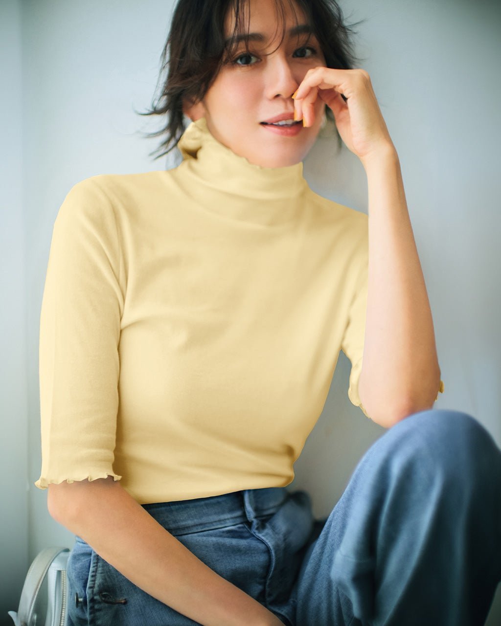 【ドゥクラッセ/DoCLASSE】のコットンガーゼ・メロウハイネック/5分袖 インテリア・キッズ・メンズ・レディースファッション・服の通販 founy(ファニー) 　ファッション　Fashion　レディースファッション　Fashion for Women　トップス・カットソー　Cut & Sew Tops　シャツ・ブラウス・オフィスカジュアル　Elegant Blouses & Button-Ups　ロングTシャツ・Tシャツ　Longline T-Shirts & Tees　カットソー・ベーシックTシャツ　Cut-and-Sewn Tops / Stretch Tees & Basics　カットソー　Cut and Sewn Top　人気　Popular, Best Seller　夏　Summer　イエロー|ID: prp329100004920218 ipo3291000000036912972