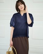 【ドゥクラッセ/DoCLASSE】のカノコレーヨン・フレア二重袖トップス ネイビー|ID: prp329100004920264 ipo3291000000037255553