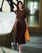【ドゥクラッセ/DoCLASSE】のトリアセスラブ・フレアスリーブワンピース ブラウン|ID: prp329100004920265 ipo3291000000037056980