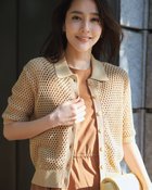 【ドゥクラッセ/DoCLASSE】のメッシュニット・衿付きカーディガン ライトベージュ|ID: prp329100004920268 ipo3291000000036913304