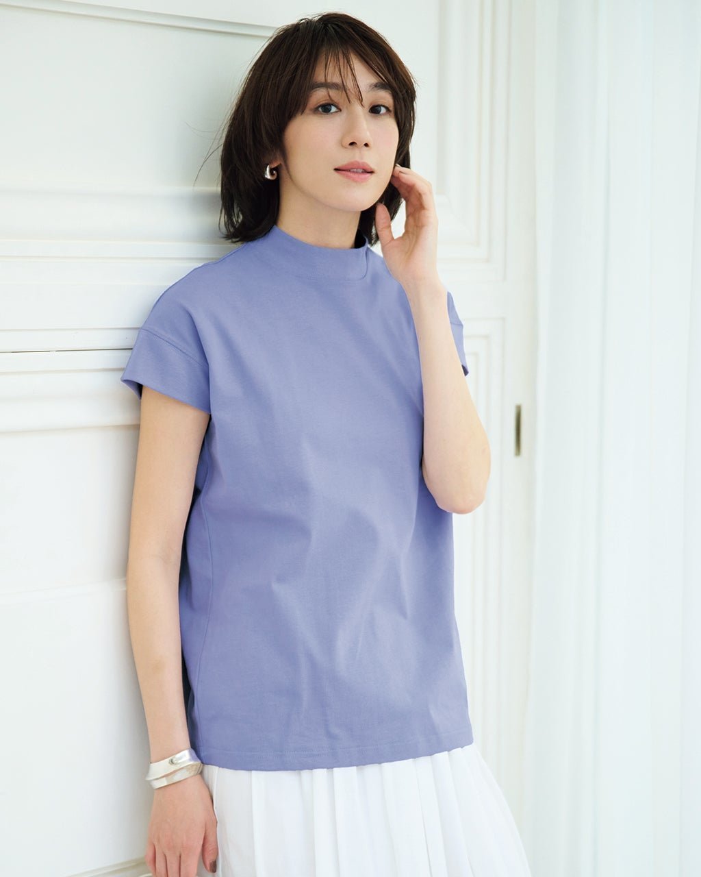 【ドゥクラッセ/DoCLASSE】の高密度シルコットン・リブ切替えデザインT インテリア・キッズ・メンズ・レディースファッション・服の通販 founy(ファニー) 　ファッション　Fashion　レディースファッション　Fashion for Women　トップス・カットソー　Cut & Sew Tops　シャツ・ブラウス・オフィスカジュアル　Elegant Blouses & Button-Ups　ロングTシャツ・Tシャツ　Longline T-Shirts & Tees　カットソー・ベーシックTシャツ　Cut-and-Sewn Tops / Stretch Tees & Basics　カットソー　Cut and Sewn Top　フォルム　Silhouette, Form　ボックス　Boxy, Box Shape　夏　Summer　サックス|ID: prp329100004920274 ipo3291000000036913346