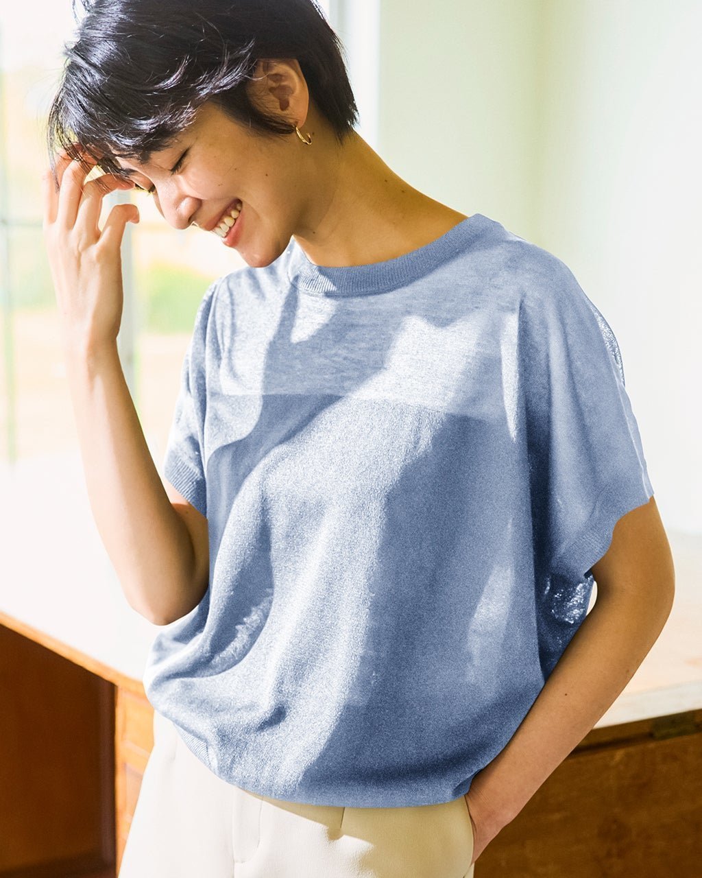 【ドゥクラッセ/DoCLASSE】のドライタッチ・ダブルシアーニット インテリア・キッズ・メンズ・レディースファッション・服の通販 founy(ファニー) 　ファッション　Fashion　レディースファッション　Fashion for Women　トップス・カットソー　Cut & Sew Tops　ニット　Knit Tops & Sweaters　インナー　Innerwear　シアー　Sheer, See-Through　セーター　Sweater, Knitwear　夏　Summer　ブルーグレー|ID: prp329100004920279 ipo3291000000036913398