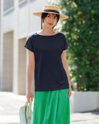 【ドゥクラッセ/DoCLASSE】のレースフレンチ袖/スーピマ・ドゥクラッセTシャツ ミッドナイトブルー|ID: prp329100004920281 ipo3291000000037255590