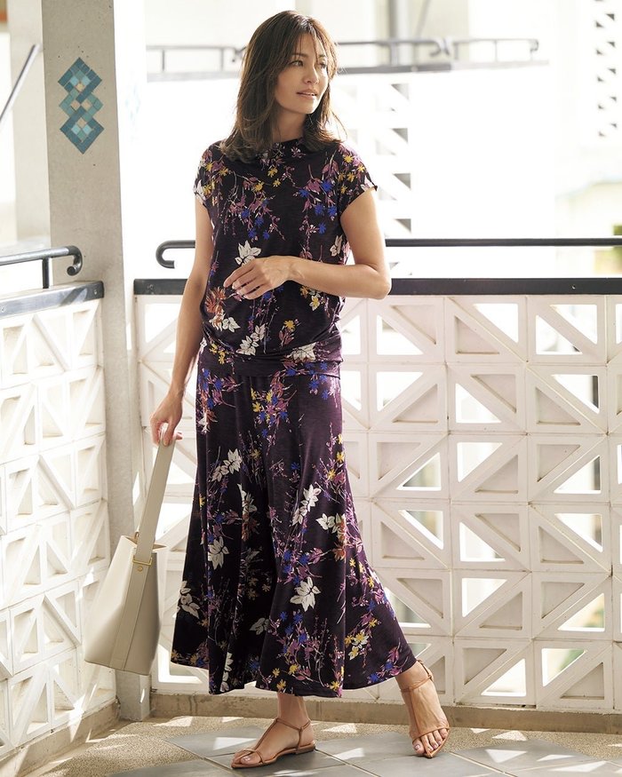 【ドゥクラッセ/DoCLASSE】のUVスラブ・フレアロングスカート インテリア・キッズ・メンズ・レディースファッション・服の通販 founy(ファニー) https://founy.com/ ファッション Fashion レディースファッション Fashion for Women スカート Skirts ロングスカート Long Skirts / Maxi & Midi Skirts カットソー Cut and Sewn Top フレア Flare, Flared プリント Print, Printed Pattern エレガント 上品 Elegant 人気 Popular, Best Seller 夏 Summer 旅行 Travel |ID: prp329100004920296 ipo3291000000036913494