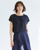【ドゥクラッセ/DoCLASSE】のUVスラブ・ギャザーネックブラウス 人気、トレンドファッション・服の通販 founy(ファニー) ファッション Fashion レディースファッション Fashion for Women トップス・カットソー Cut & Sew Tops シャツ・ブラウス・オフィスカジュアル Elegant Blouses & Button-Ups ロングTシャツ・Tシャツ Longline T-Shirts & Tees カットソー・ベーシックTシャツ Cut-and-Sewn Tops / Stretch Tees & Basics カットソー Cut and Sewn Top ギャザー Gathered, Ruffled ドレープ Drape, Draping Fabric フレンチ French, French Style 夏 Summer 旅行 Travel thumbnail ネイビー|ID: prp329100004920302 ipo3291000000036913560