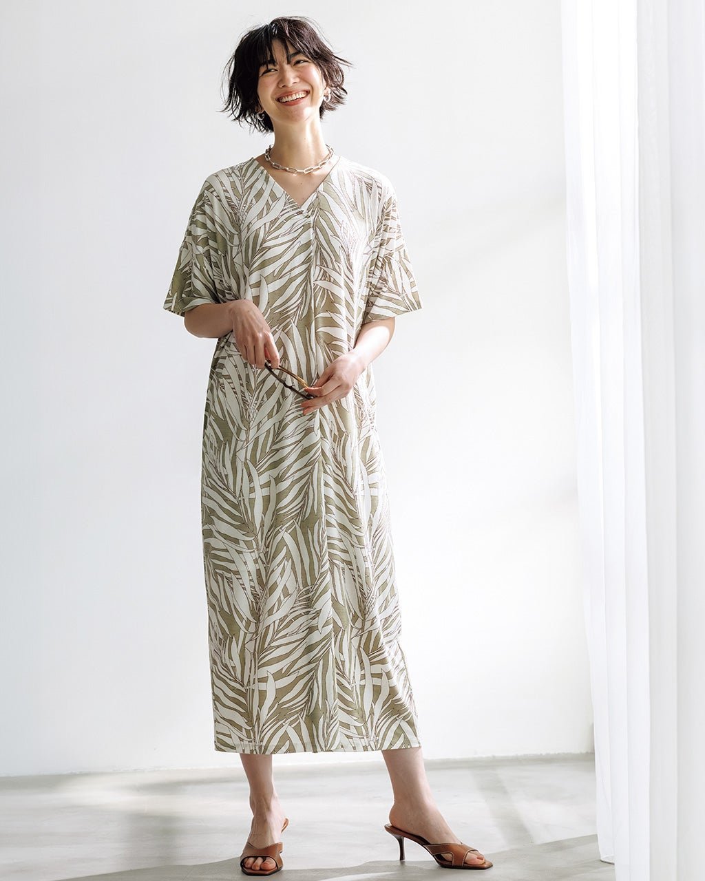 【ドゥクラッセ/DoCLASSE】のUVスラブ・フロントタックワンピース/長め丈115㎝ インテリア・キッズ・メンズ・レディースファッション・服の通販 founy(ファニー) 　ファッション　Fashion　レディースファッション　Fashion for Women　ワンピース　Dresses　カットソー　Cut and Sewn Top　ドレス　Dress, One-Piece　フェイス　Face, Facial Design　フロント　Front, Front Design　マキシ　Maxi, Full Length　人気　Popular, Best Seller　夏　Summer　旅行　Travel　トープパターン|ID: prp329100004920308 ipo3291000000036913594