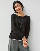 【ドゥクラッセ/DoCLASSE】のシルクフィール・ボートネックニット ブラックパターン|ID: prp329100004920323 ipo3291000000037255674