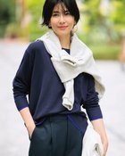 【ドゥクラッセ/DoCLASSE】のシルクフィール・ボートネックニット ネイビーパターン|ID: prp329100004920323 ipo3291000000037255675