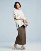 【ドゥクラッセ/DoCLASSE】のストレッチジョーゼット・ナロースカート ブラウングレー|ID: prp329100004920345 ipo3291000000037101737