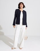 【ドゥクラッセ/DoCLASSE】のスマートツイル・ノーカラーペプラムジャケット ミッドナイトブルー|ID: prp329100004920353 ipo3291000000037097822