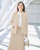 【ドゥクラッセ/DoCLASSE】のスマートツイル・ノーカラーペプラムジャケット ライトベージュ|ID: prp329100004920353 ipo3291000000037097823