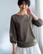【ドゥクラッセ/DoCLASSE】のパールキーネック/7分袖・ドゥクラッセTシャツ チャコール|ID: prp329100004920355 ipo3291000000037255714